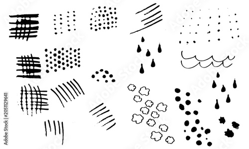 Hand-Drawn Black Ink Texture Elements Vector Set 