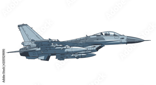 Sleek fighter jet aircraft in flight against clean white background