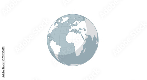 Stylized globe icon with crosshair targeting lines on a clean white background