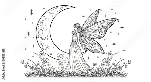 Fotografie Elegant Fairy with Intricate Wings Standing Gracefully.