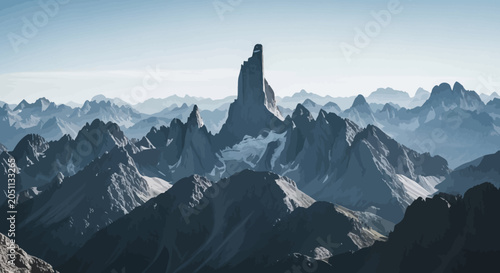 Tableau sur toile Majestic jagged mountain peak dominates the rugged landscape with its imposing presence