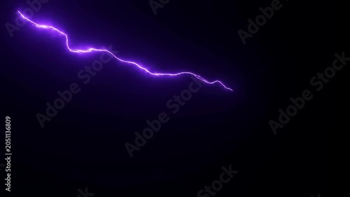 Animation of a purple neon lightning bolt striking on a dark blue background
