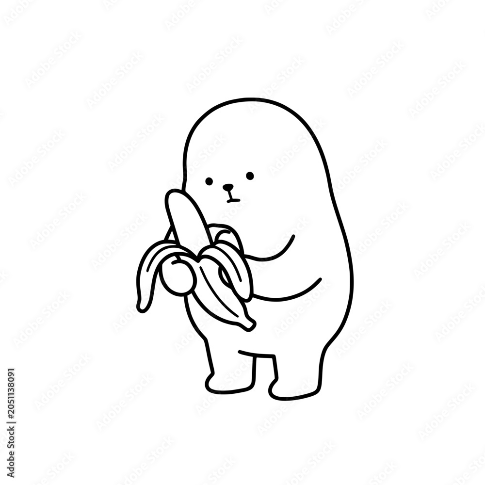 Fototapeta premium This delightful illustration shows a character carefully holding a banana, capturing both innocence and silliness in a whimsical and relatable way that evokes joy.