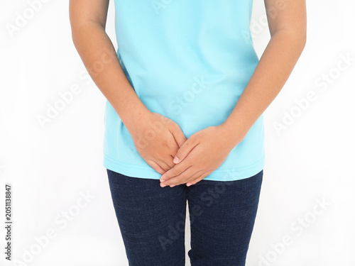 Woman suffering from bladder cancer. There was pain and suffering. concept of women's health.