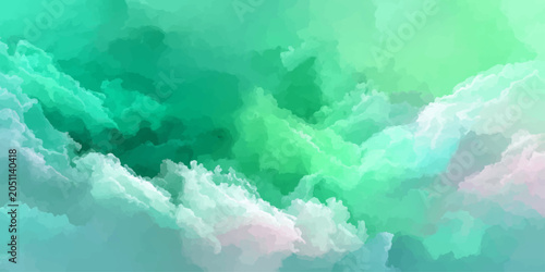 Schilderij op canvas An abstract blue background of a beautiful summer sky with fluffy white clouds b