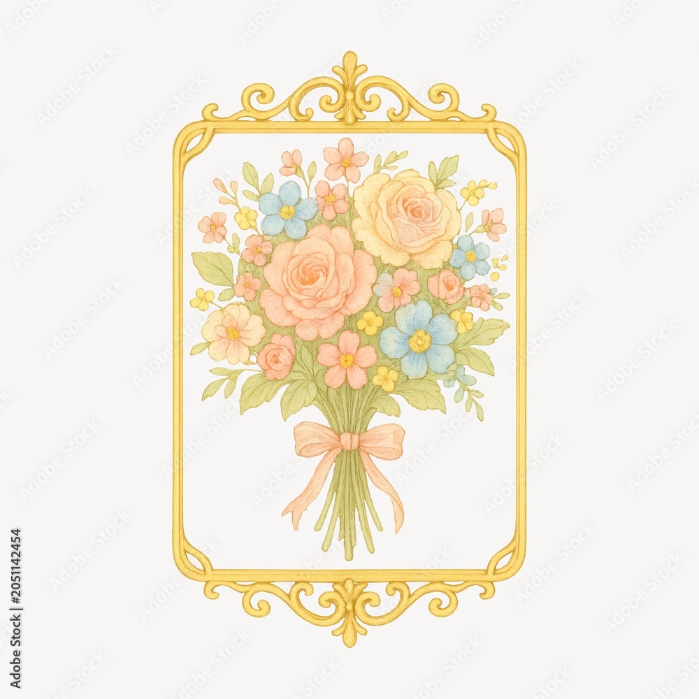 Obraz premium Vintage floral bouquet illustration