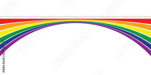 Canvas Print Retrofuturism bridge pride month rainbow poster design in trendy retro line styl