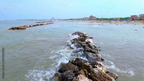 Cliffs by the sea on the Italian tourist coast