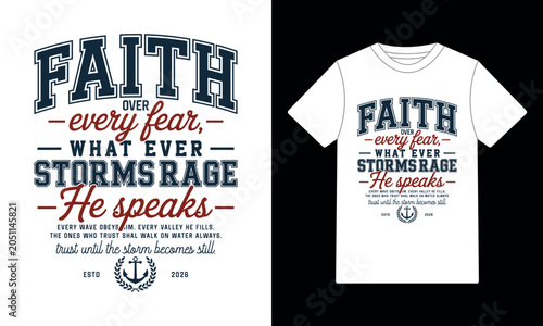 Faith Over Every Fear Christian Typography T-Shirt Design