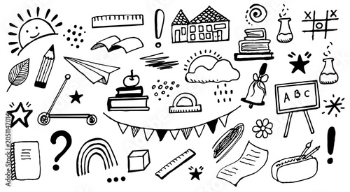 Creative hand-drawn doodles for educational backgrounds and design