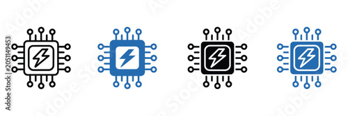 Fotografie Power System icon electrical energy infrastructure symbol for power generation d