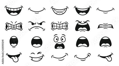 Collection of cartoon mouths expressing various emotions and expressions