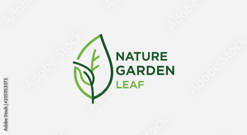 Minimalist green leaf logo design for nature garden or environmental concepts