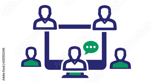 Online meeting illustration people connected communication and digital collaboration