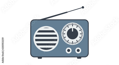 Retro radio icon illustration of a classic receiver with a simple design