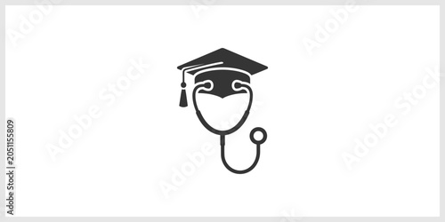 Medical Graduation Cap and Stethoscope Icon