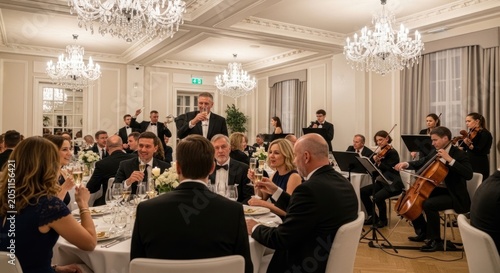Formal evening event with live music.