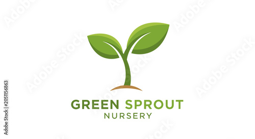 Green sprout logo on white background for gardening nursery branding