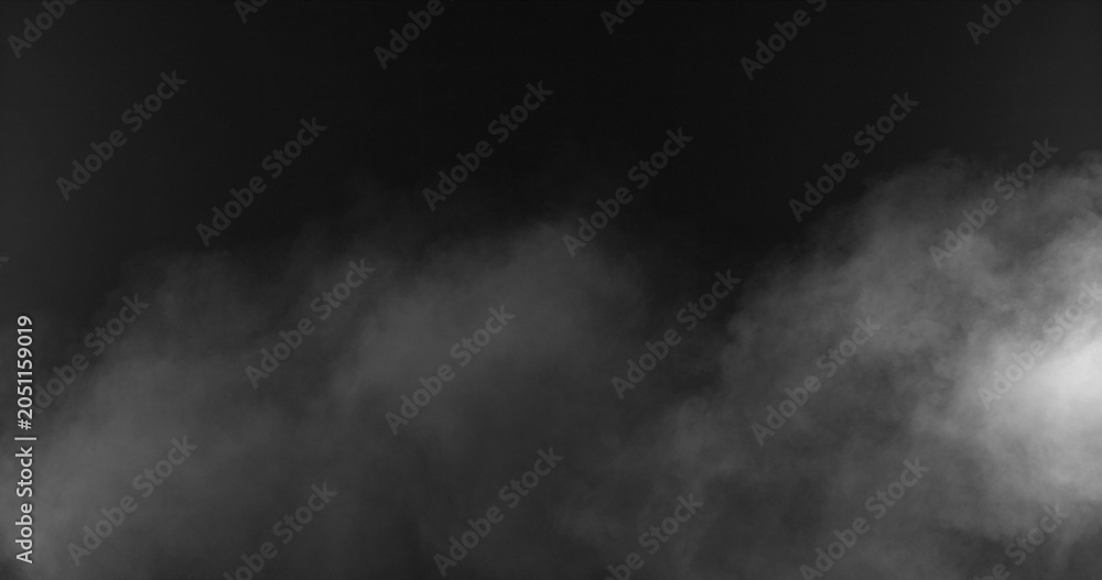 Fototapeta premium Soft white smoke drifting through dark background. Abstract fog texture ideal for cinematic overlays, visual effects, compositing, atmospheric scenes and creative video production.