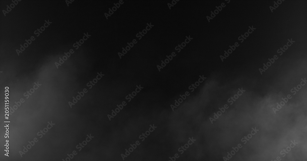 Fototapeta premium Soft white smoke drifting through dark background. Abstract fog texture ideal for cinematic overlays, visual effects, compositing, atmospheric scenes and creative video production.