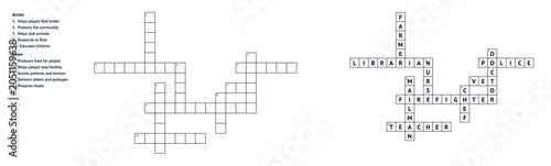 Canvas Print Blank crossword puzzles with clues on white background
