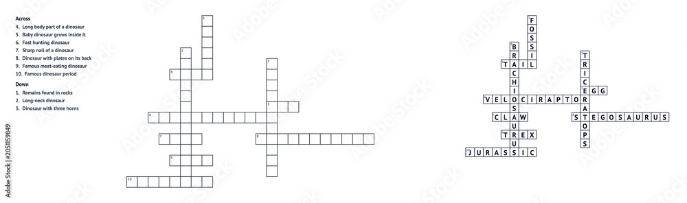 Fototapeta premium Crossword puzzles with clues and empty squares for answers 