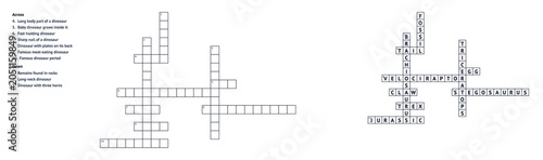 Crossword puzzles with clues and empty squares for answers  