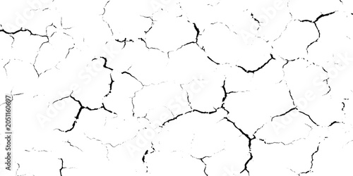 Cracked surface texture with black lines on white grunge background for graphic design and backgrounds