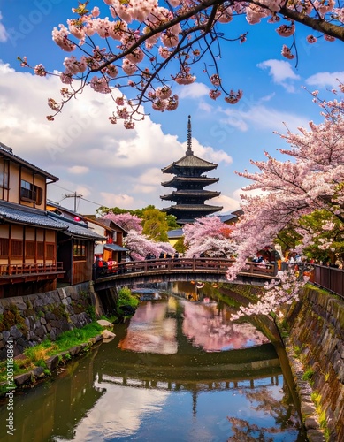 Beautiful scenic summer river view of Kyoto