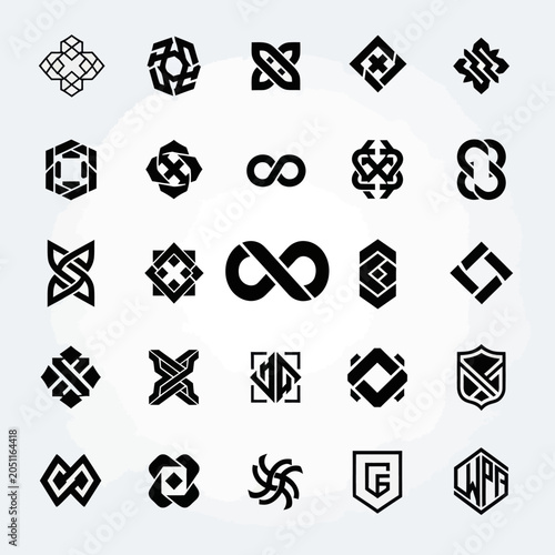 Abstract Geometric Logos and Icons Collection, Modern Symbols Set
