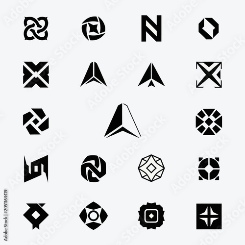 Abstract Geometric Logos and Icons Collection, Modern Minimalist Design Set