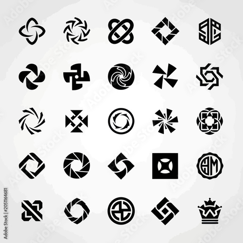 Abstract Geometric Logos and Icons Set. Modern Minimalist Symbols Collection.
