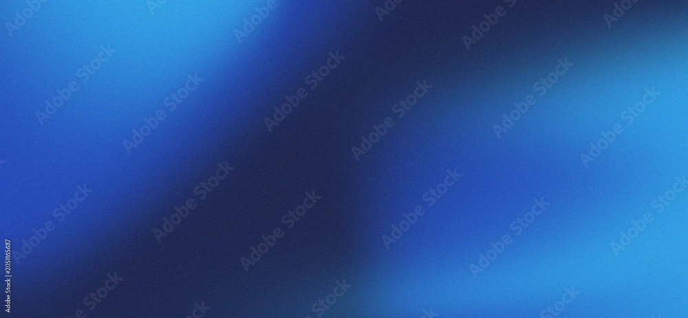 Obraz premium Vibrant deep blue and cyan color gradient abstract background with heavy noise grain texture creating a dynamic moody backdrop for artistic composition