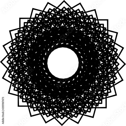 Geometric Mandala Art Pattern Made of Overlapping Squares