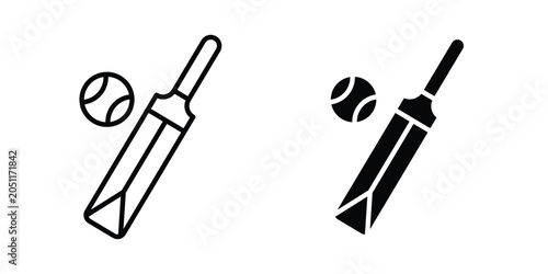 Schilderij op canvas Cricket bat and ball icon