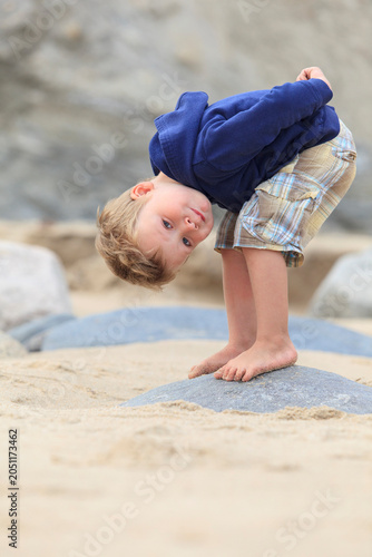 Portrait of a little boy enjoying the beach