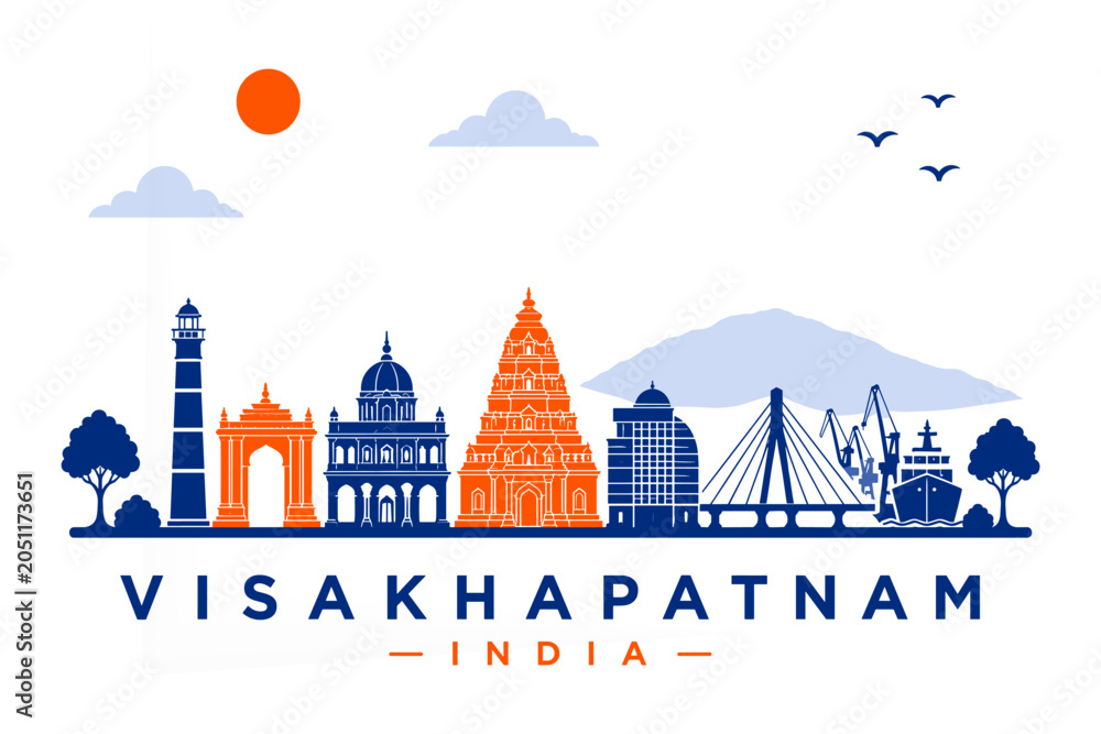 Obraz premium Visakhapatnam India Minimalist Skyline Vector Illustration