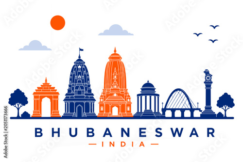 Bhubaneswar India Minimalist Skyline Vector Illustration