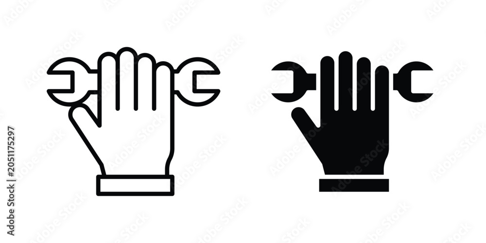 Fototapeta premium Hand holding wrench icon