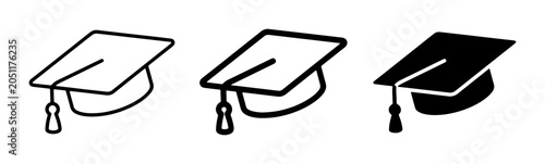 Foto Graduation Caps Set, Academic Mortarboard Icons, Education Symbols, University D