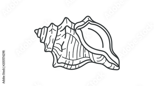 Canvastavla Minimalist line art of a conch seashell horizontally.