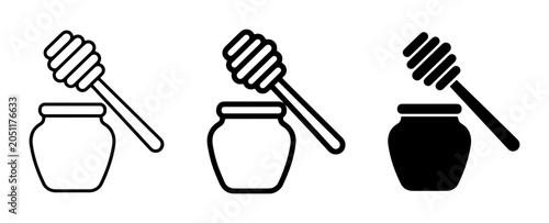Canvas Print Honey Pot Icons, Sweetener Jar Vector Graphics, Food Ingredient Symbols