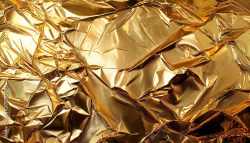 Gold Foil Background With Light Reflections