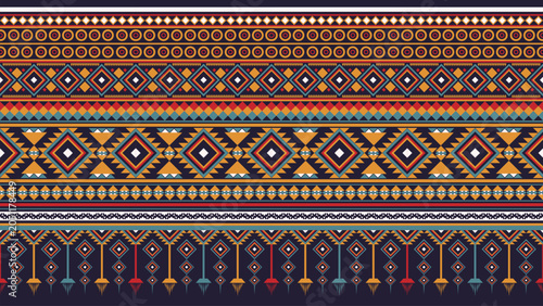 Bild auf Leinwand Colorful Abstract Geometric Ethnic Pattern