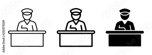 Foto Security Guard Icons, Officer at Desk, Border Control, Receptionist, Service Per