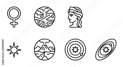 Slika na platnu Cosmic Icons: Celestial Bodies, Astrology Symbols, and Galactic Elements Vector