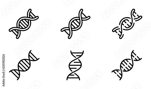 Schilderij op canvas DNA Helix Icons, Genetic Code Symbols, Molecular Biology Vector Set, Science Res