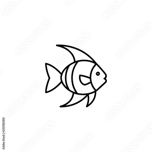 Simple line art illustration of a tropical angelfish on a white background