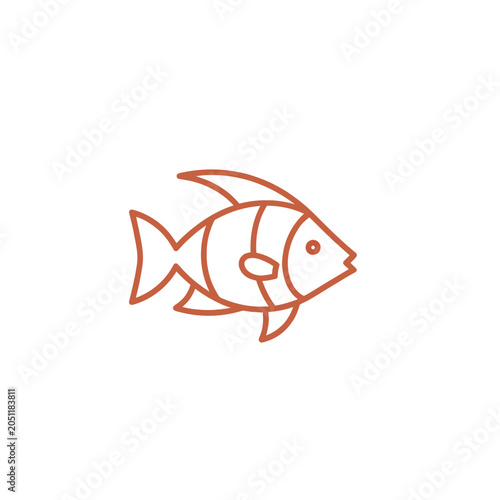 Simple Line Art Illustration of a Tropical Fish on White Background
