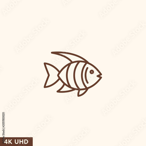 Simple outline fish illustration, minimalist marine animal icon